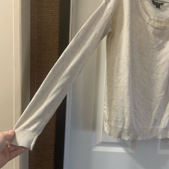 AEO Cream Scoop Neck Lace Back Sweater S - Picture 5 of 8